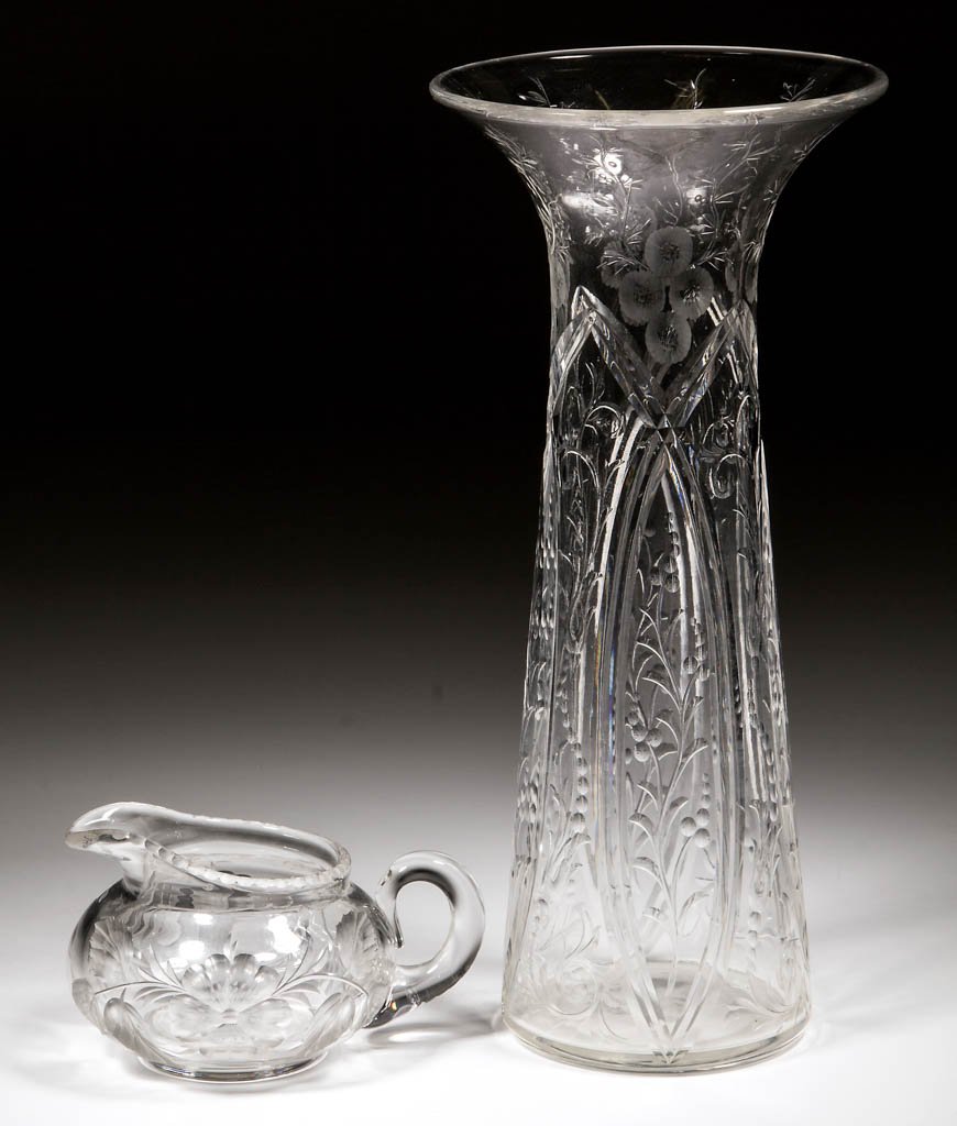 ASSORTED CUT AND ENGRAVED GLASS TABLE ARTICLES, LOT OF (1 of 1)