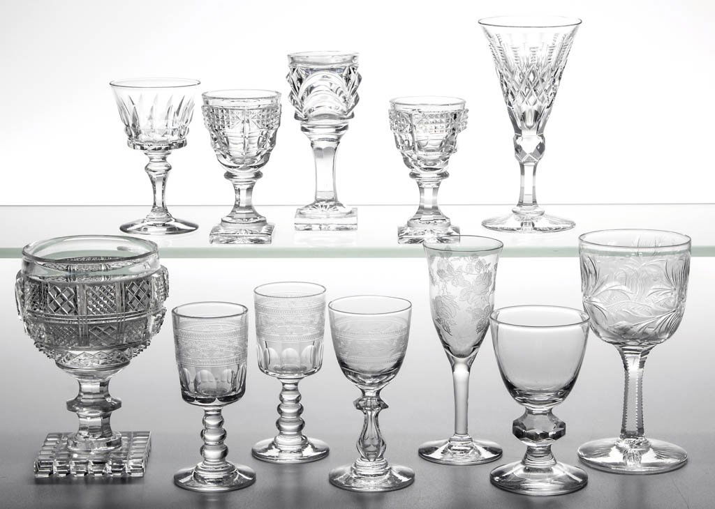 ASSORTED CUT AND PRESSED DRINKING ARTICLES, LOT OF 12 (1 of 1)