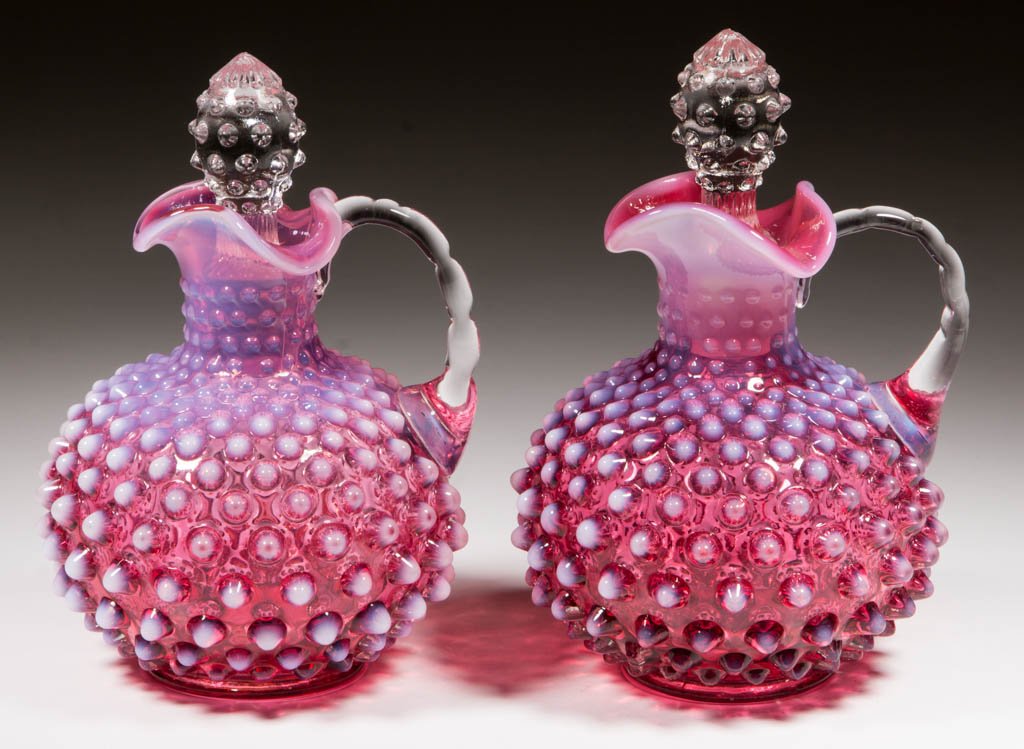 FENTON OPALESCENT HOBNAIL CRUETS, LOT OF TWO (1 of 1)