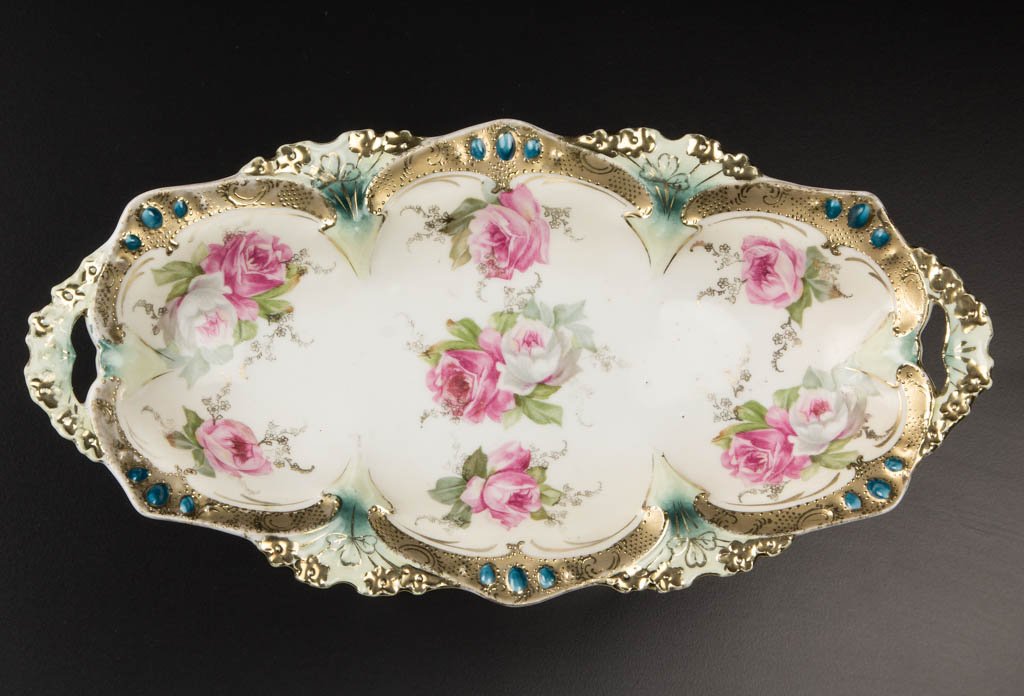 R.S. PRUSSIA PORCELAIN JEWELED CELERY TRAY (1 of 1)