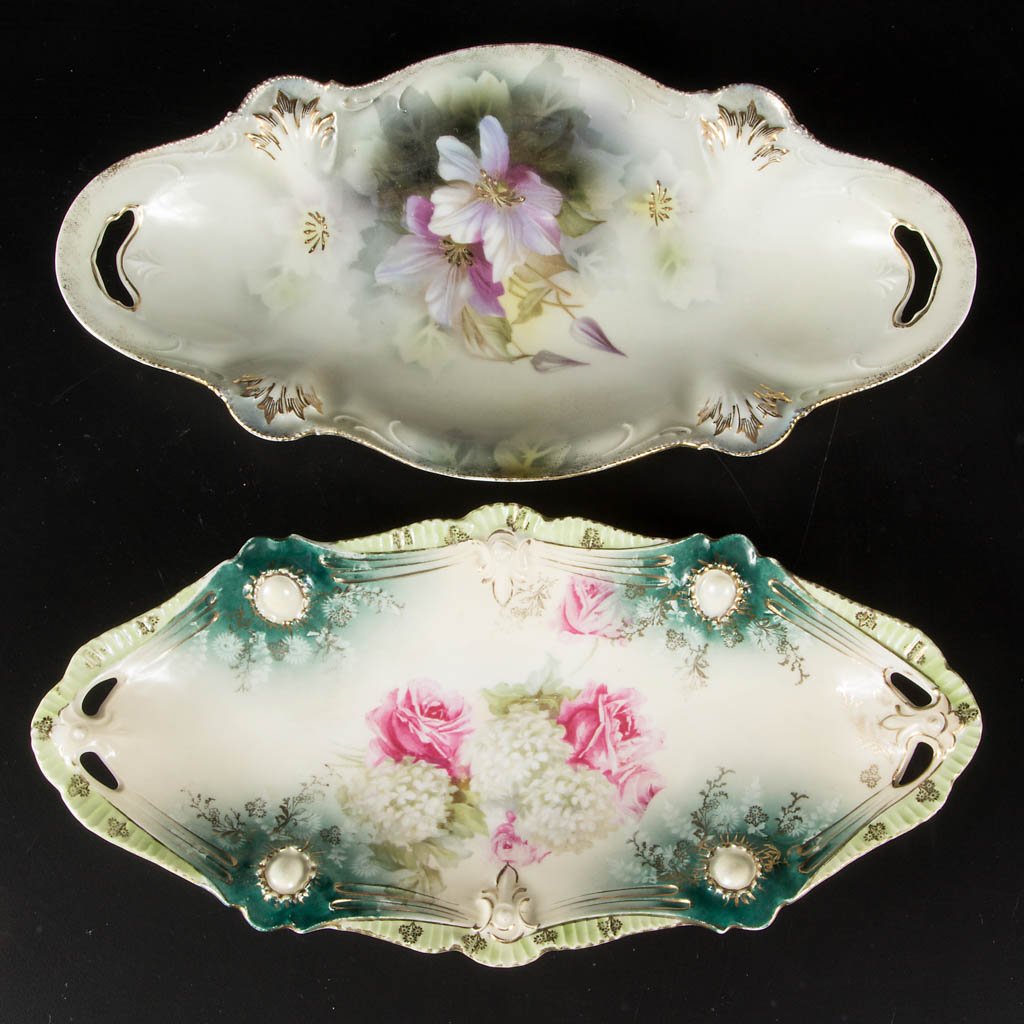R.S. PRUSSIA PORCELAIN CELERY TRAYS, LOT OF TWO (1 of 1)
