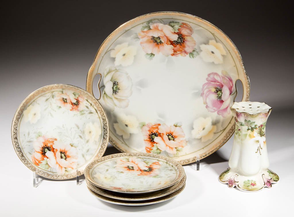 R.S. PRUSSIA SCHLEGELMILCH DECORATED PORCELAIN PLATES (1 of 1)