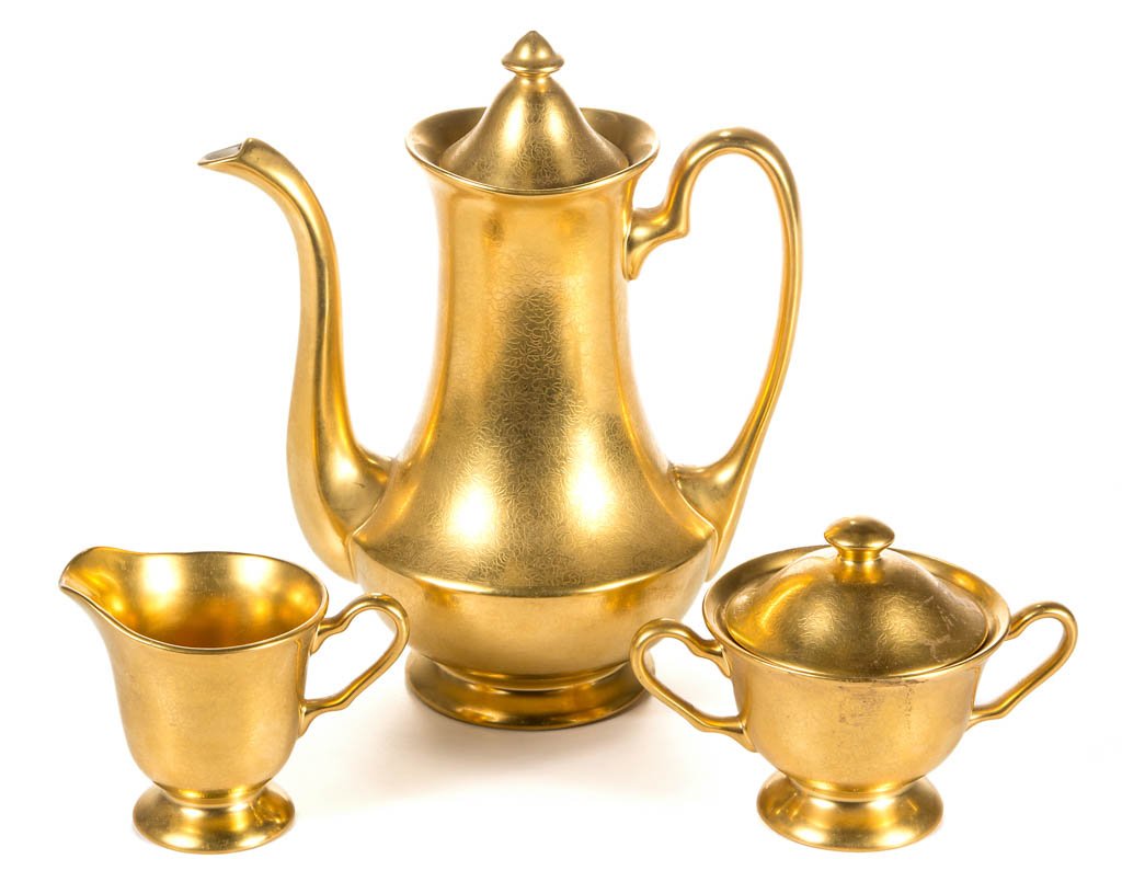 PICKARD GOLD-DECORATED CONTINENTAL CHINA TEA ARTICLES, (1 of 1)