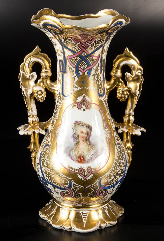 CONTINENTAL OLD PARIS PORTRAIT PORCELAIN VASE (1 of 4)