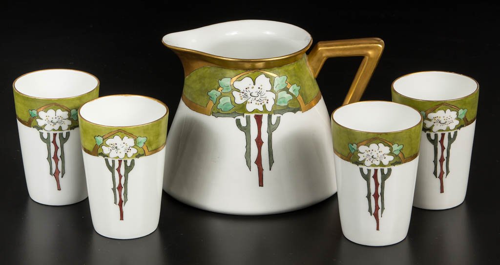 CONTINENTAL HAND-PAINTED PORCELAIN FIVE-PIECE CIDER SET (1 of 3)