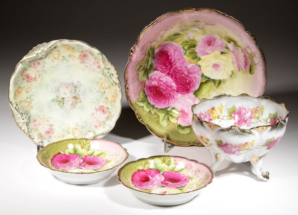 CONTINENTAL FLORAL DECORATED PORCELAIN TABLE ARTICLES, (1 of 1)