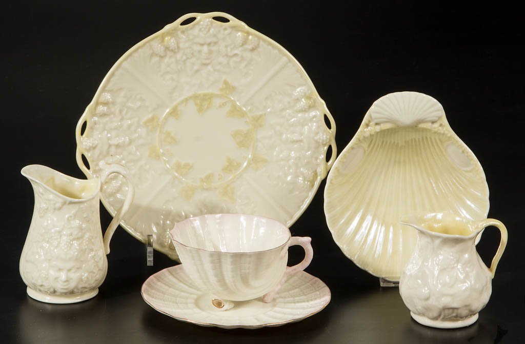 IRISH BELLEEK PORCELAIN ARTICLES, LOT OF SIX (1 of 1)