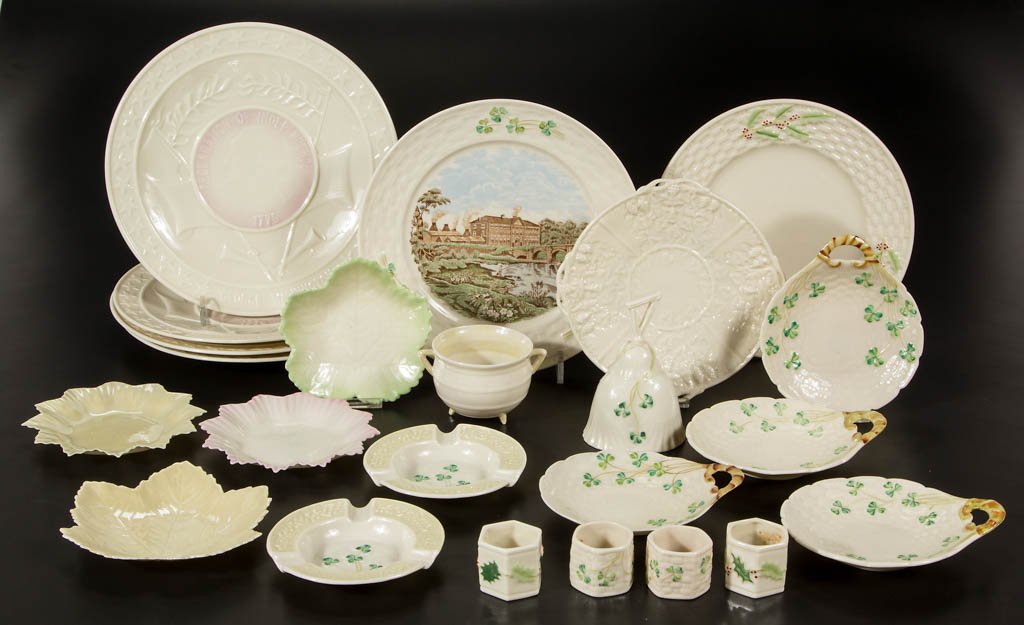 IRISH BELLEEK PORCELAIN ARTICLES, LOT OF 23 (1 of 1)