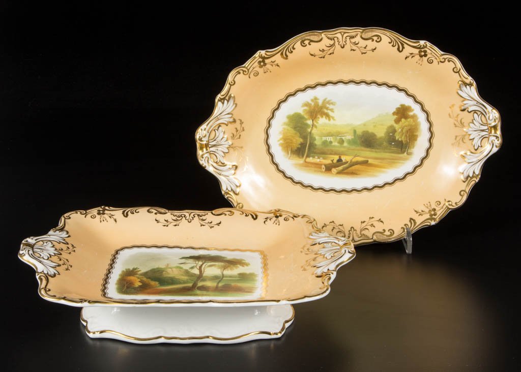 ENGLISH CERAMIC FOOTED DISHES, LOT OF TWO (1 of 2)