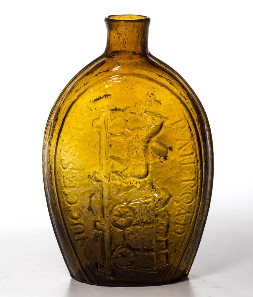 GV-3A HORSE DRAWN CART PICTORIAL FLASK (1 of 1)