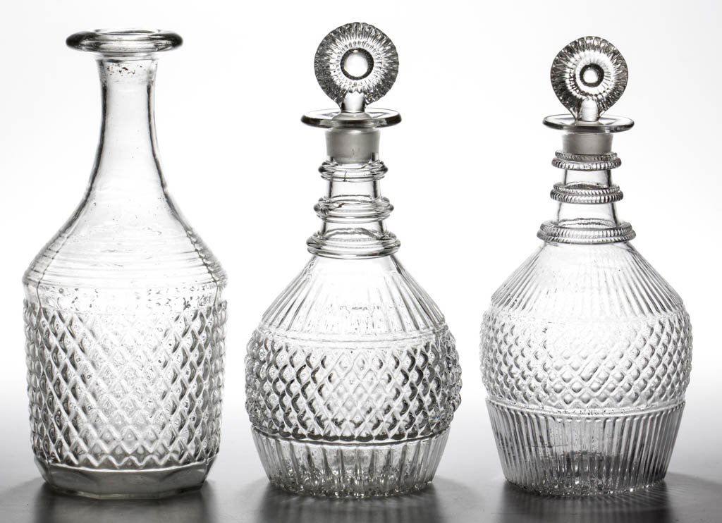 ASSORTED BLOWN-MOLDED QUART DECANTERS, LOT OF THREE (1 of 1)