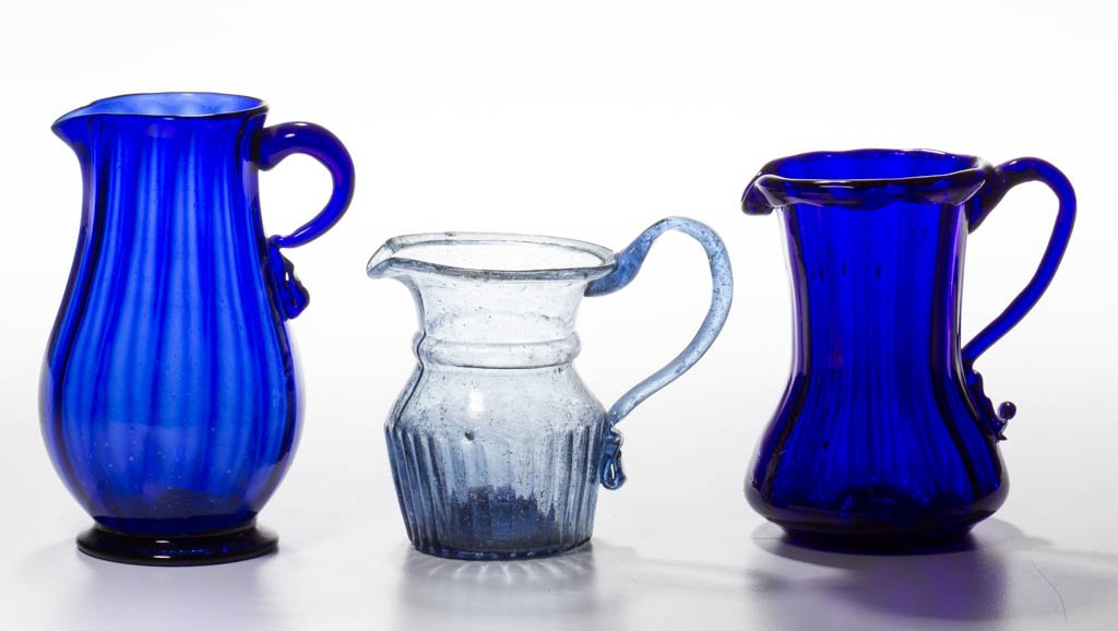 ASSORTED BLOWN AND PATTERN-MOLDED CREAM JUGS, LOT OF (1 of 1)