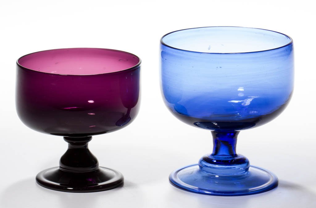 FREE-BLOWN OPEN SUGAR BOWLS, LOT OF TWO (1 of 1)