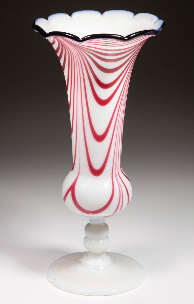 FREE-BLOWN MARBRIE-DECORATED VASE (1 of 1)