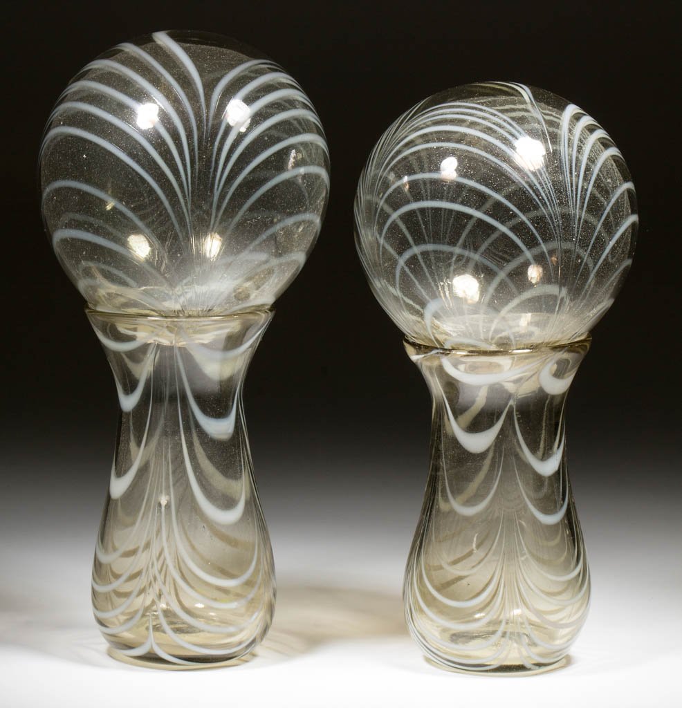 SOUTH JERSEY FREE-BLOWN MARBRIE-DECORATED NEAR PAIR OF (1 of 1)