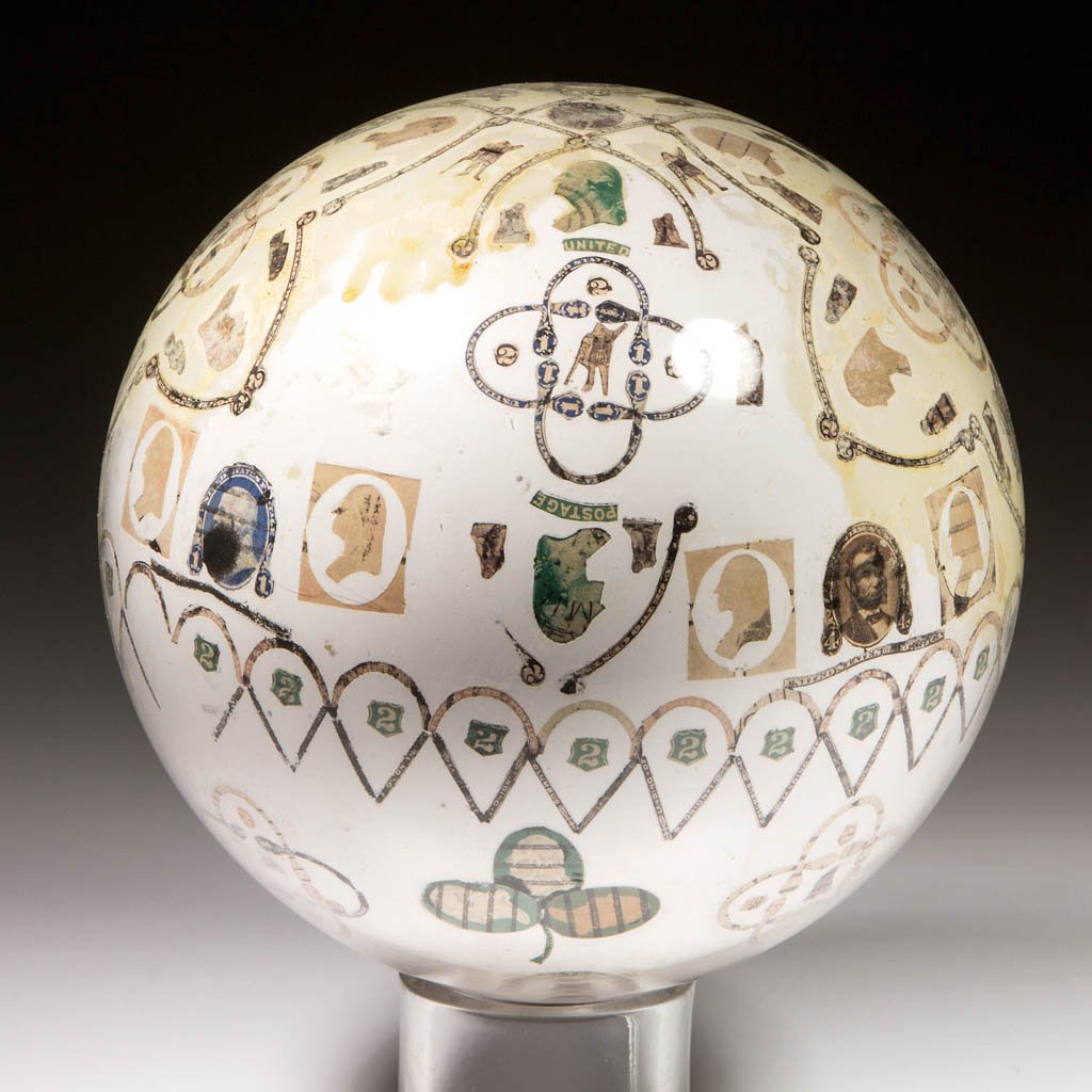 FREE-BLOWN POTICHOMANIA-DECORATED WITCH BALL (1 of 1)