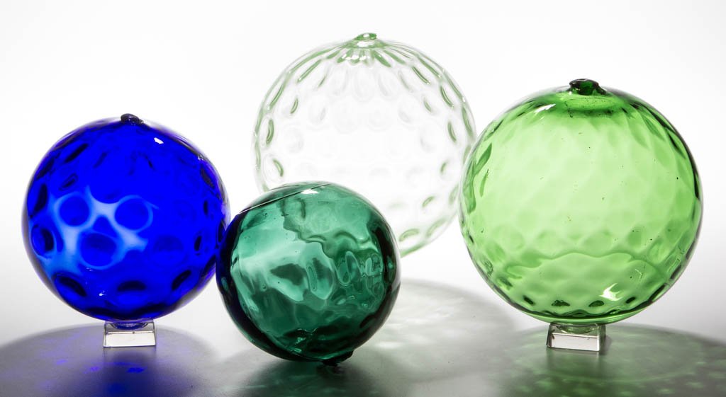 ASSORTED FREE-BLOWN OPTIC PATTERN DECORATION BALLS, LOT (1 of 1)