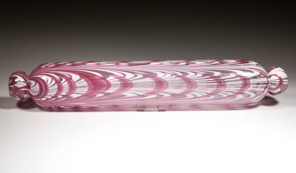 FREE-BLOWN MARBRIE-DECORATED ROLLING PIN (1 of 1)
