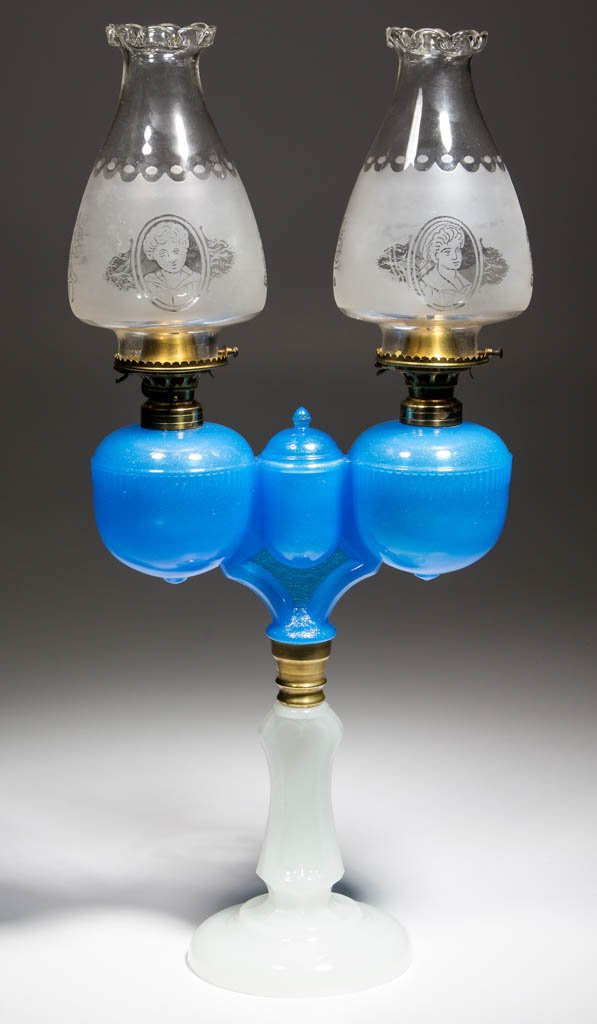 RIPLEY MARRIAGE / WEDDING KEROSENE STAND LAMP (1 of 1)