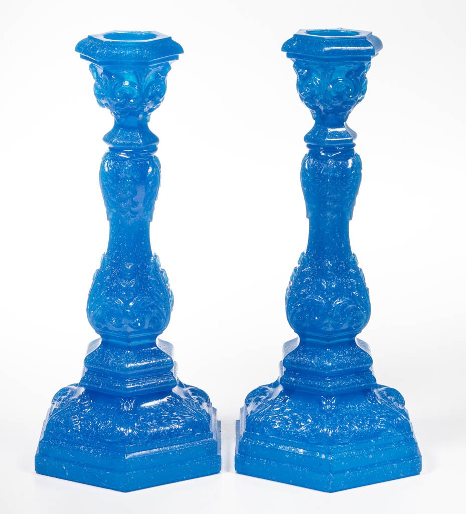 PRESSED ACANTHUS LEAF PAIR OF CANDLESTICKS (1 of 1)