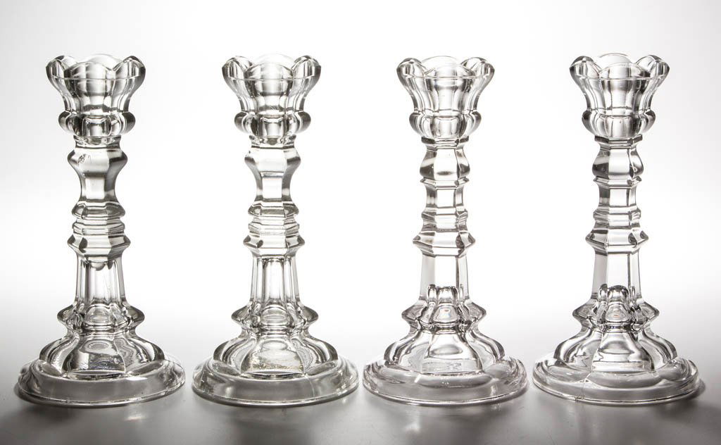 PITTSBURGH PRESSED HEXAGONAL CANDLESTICKS, TWO PAIR (1 of 1)
