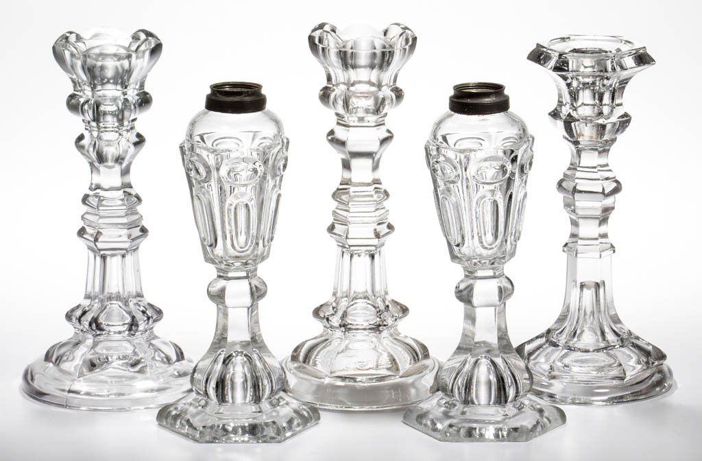 ASSORTED PRESSED LIGHTING DEVICES, LOT OF FIVE (1 of 1)