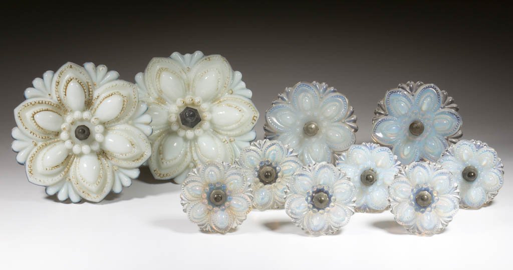 PRESSED ROSETTE CURTAIN PINS, LOT OF TEN (1 of 1)