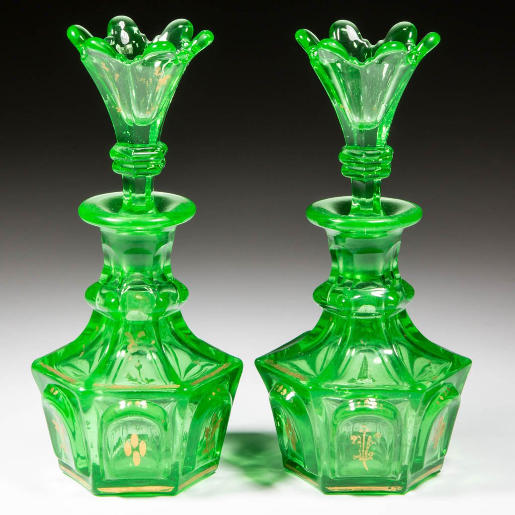 PRESSED OVAL PANELLED FRAMES PAIR OF COLOGNE BOTTLES (1 of 1)