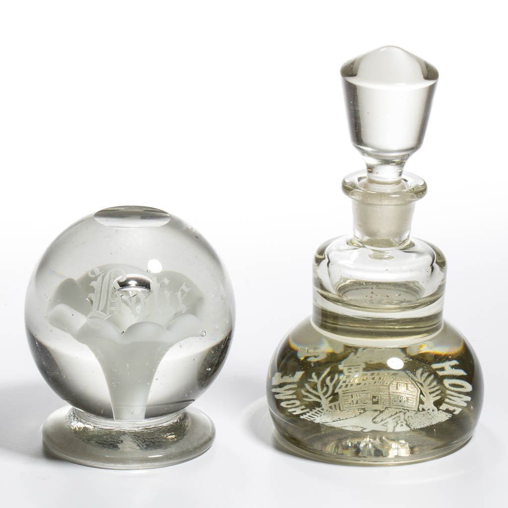 ASSORTED GLASS DESK ARTICLES, LOT OF TWO (1 of 1)