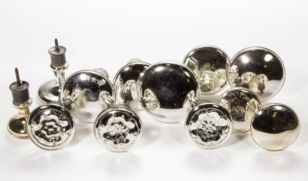 ASSORTED BLOWN AND SILVERED CURTAIN PINS / TIEBACKS, (1 of 1)