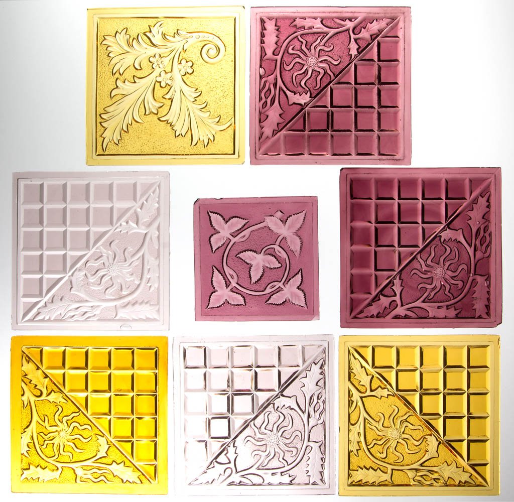 AMERICAN PRESSED GLASS WINDOW PANES / TILES, LOT OF (1 of 1)