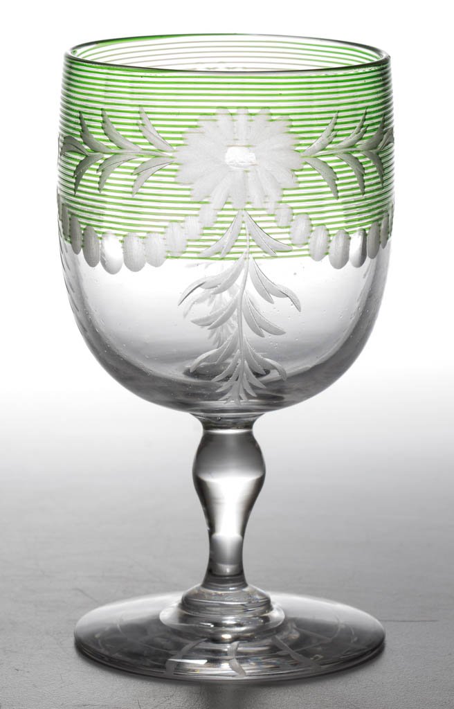 FREE-BLOWN, THREADED, AND ENGRAVED GOBLET (1 of 2)