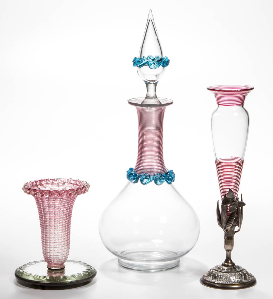 ASSORTED BLOWN AND THREAD-DECORATED ARTICLES, LOT OF (1 of 1)