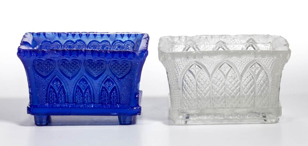 ASSORTED GOTHIC ARCH AND HEART PRESSED OPEN SALTS, LOT (1 of 1)