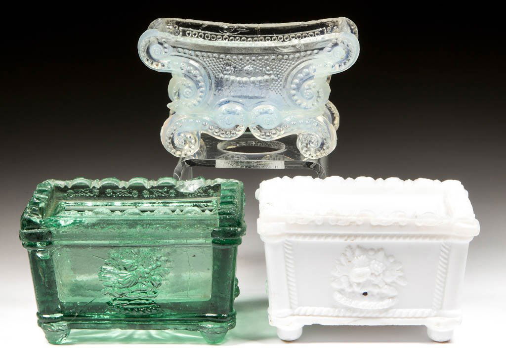 ASSORTED LACY PRESSED OPEN SALTS, LOT OF THREE (1 of 1)