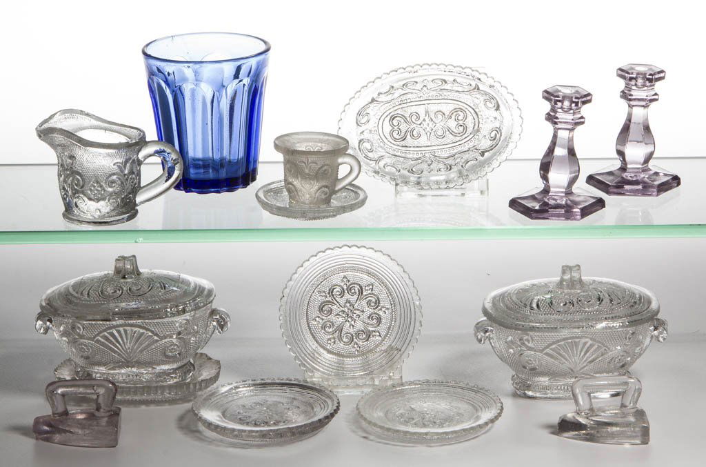 ASSORTED PRESSED GLASS TOY ARTICLES, LOT OF 15 (1 of 1)