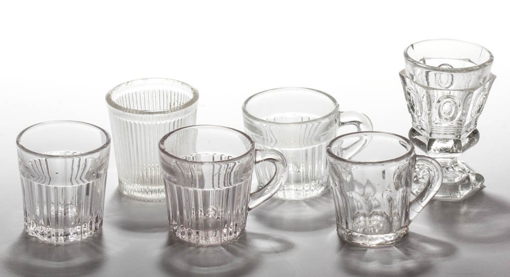 ASSORTED PRESSED GLASS TOY ARTICLES, LOT OF SIX (1 of 1)