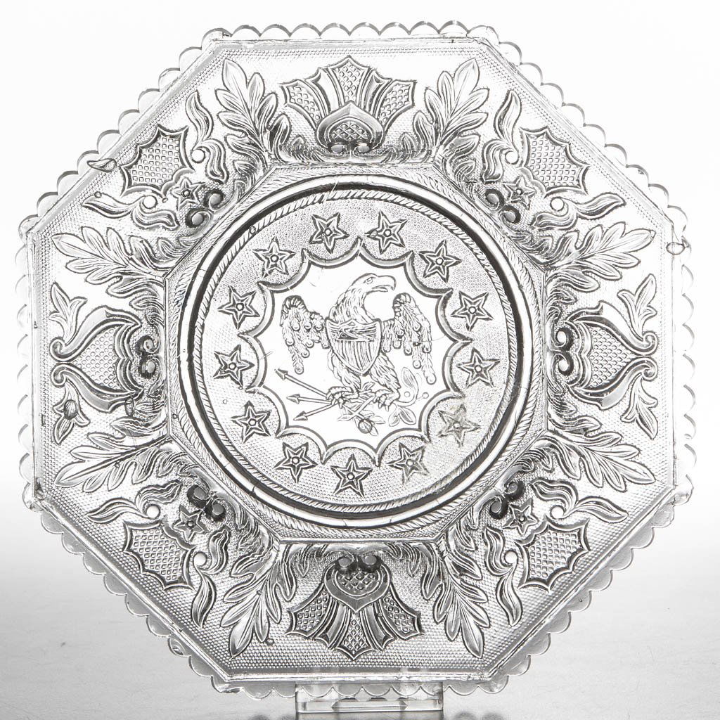 PRESSED LACY EAGLE OCTAGONAL MEDIUM DISH (1 of 1)