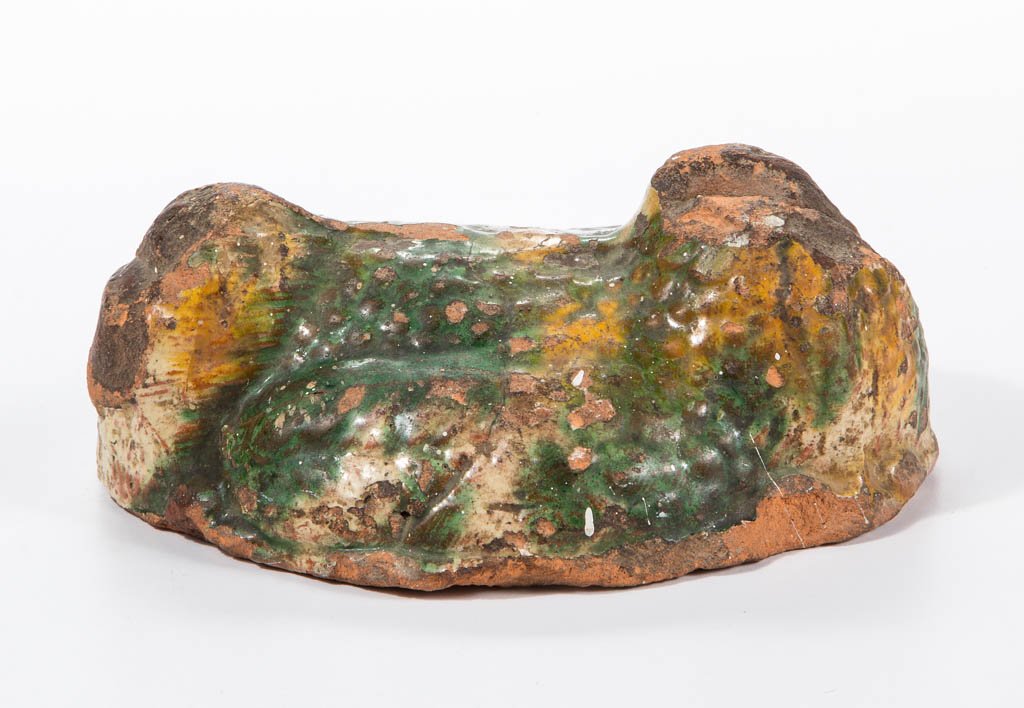 POLYCHROME-DECORATED EARTHENWARE / REDWARE FIGURAL DOOR (1 of 2)