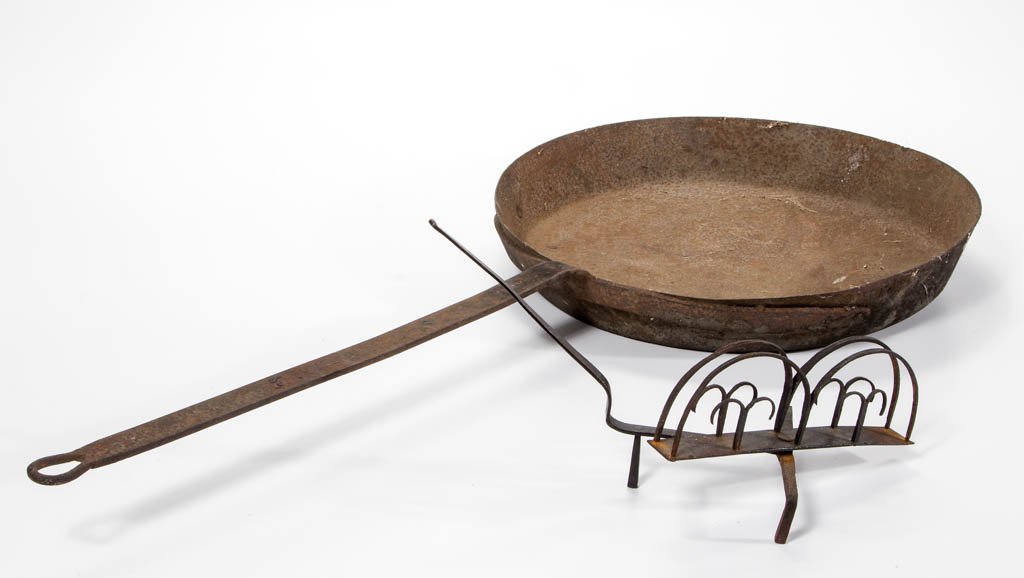 ASSORTED WROUGHT-IRON HEARTH COOKING ARTICLES, LOT OF (1 of 1)