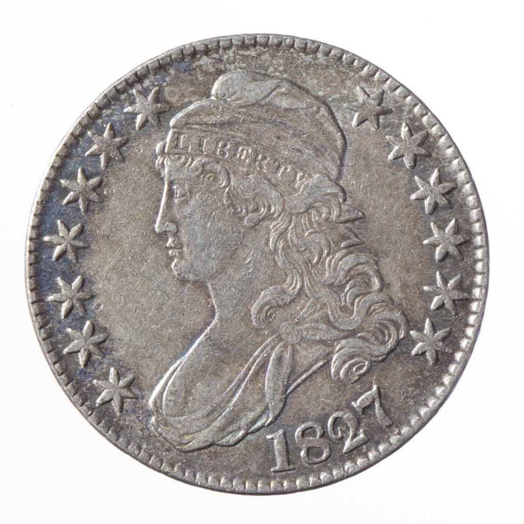 UNITED STATES SILVER 1827 CAPPED BUST, LETTERED EDGE (1 of 2)