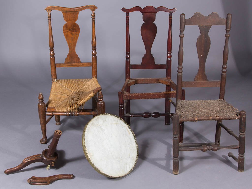 NEW ENGLAND COUNTRY TURNED MIXED-WOOD SIDE CHAIRS, LOT (1 of 1)