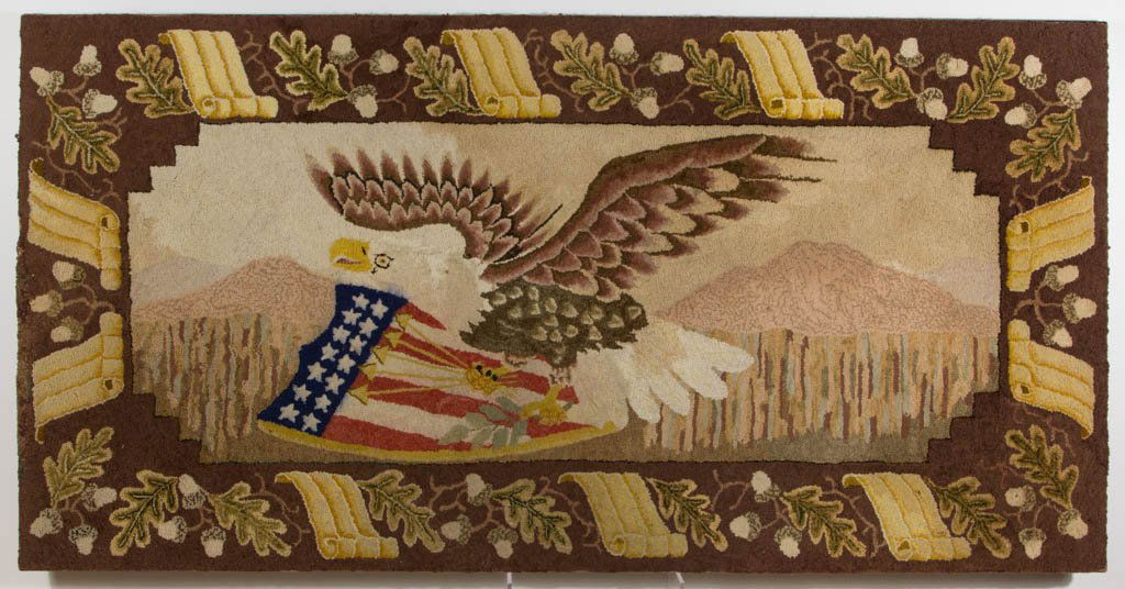 AMERICAN FOLK ART PATRIOTIC HOOKED RUG (1 of 5)