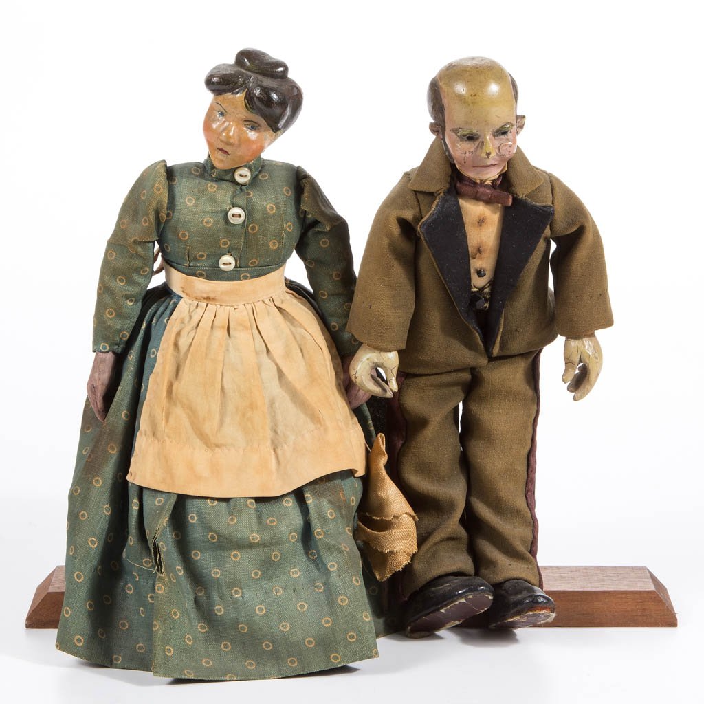 PAIR OF KENTUCKY CARVED AND PAINTED FOLK ART FIGURES (1 of 3)