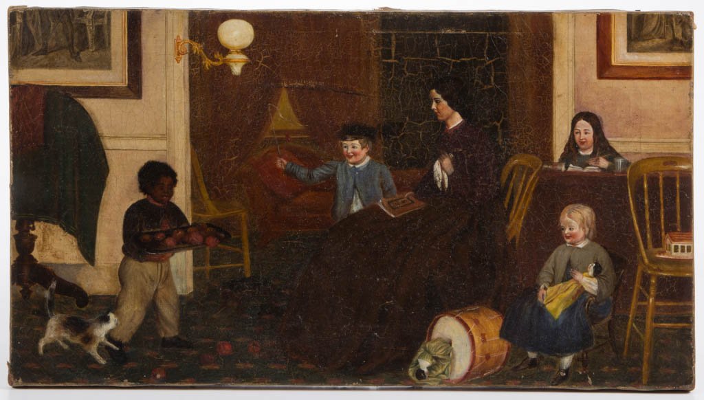 AMERICAN SCHOOL (19TH CENTURY) FOLK ART GENRE PAINTING (1 of 5)