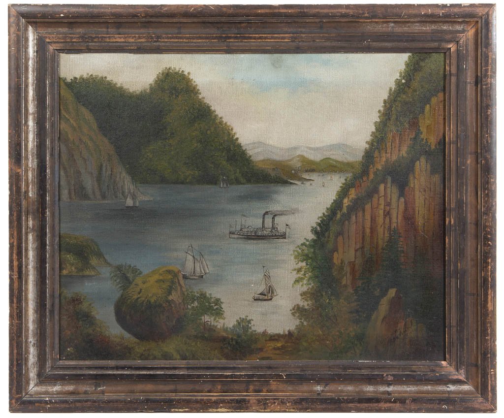 AMERICAN SCHOOL (19TH CENTURY) FOLK ART HUDSON RIVER (1 of 2)