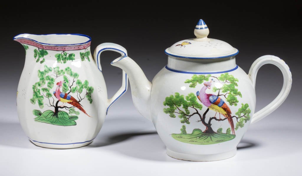 ENGLISH PEAFOWL CERAMIC ARTICLES, LOT OF TWO (1 of 2)