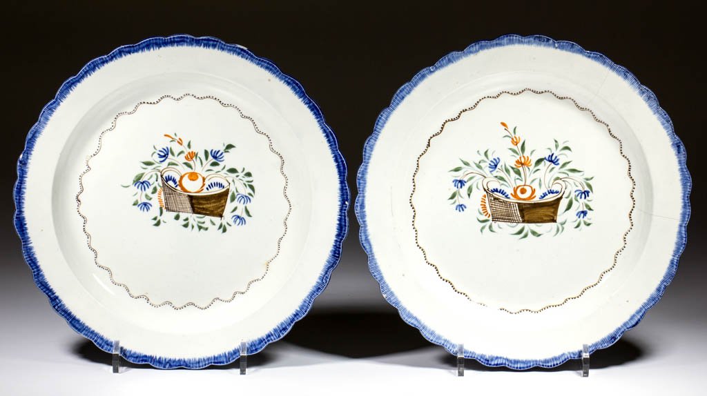 ENGLISH PEARLWARE CERAMIC PLATES, LOT OF TWO (1 of 1)