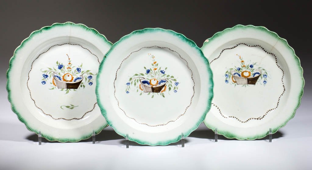 ENGLISH SHELL EDGE CERAMIC PLATES, LOT OF THREE (1 of 1)