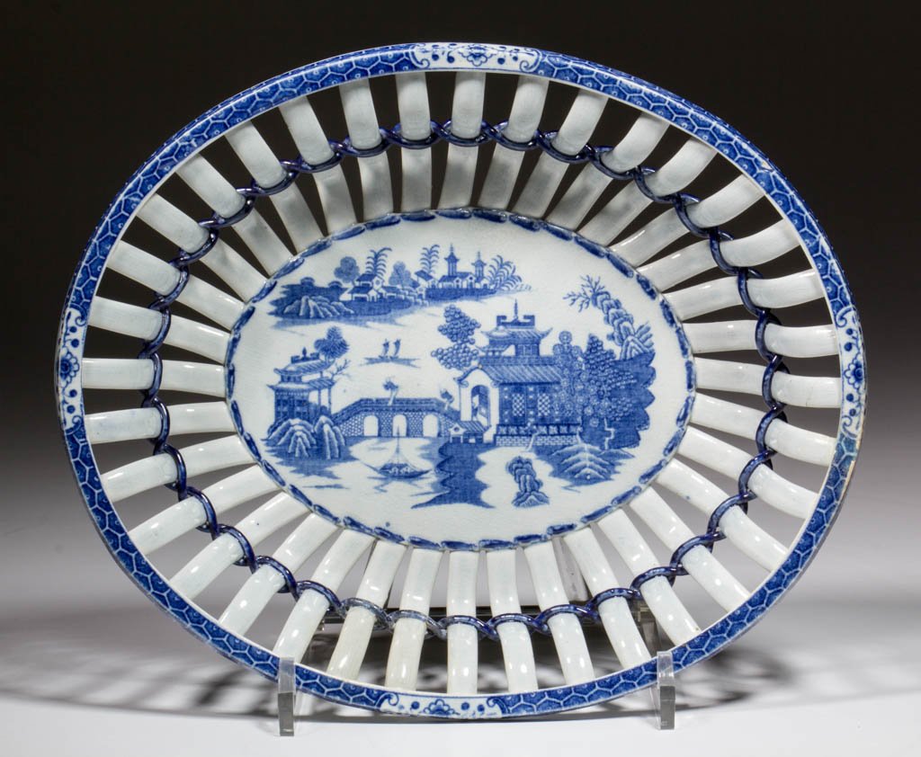 ENGLISH LEEDS TRANSFER-PRINTED CERAMIC BASKET (1 of 1)